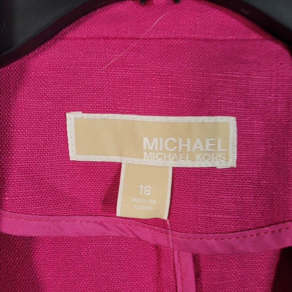 Michael Kors 100% Linen Blazer Women's 16 Radiant Pink One Button Business NWT - Picture 3 of 10
